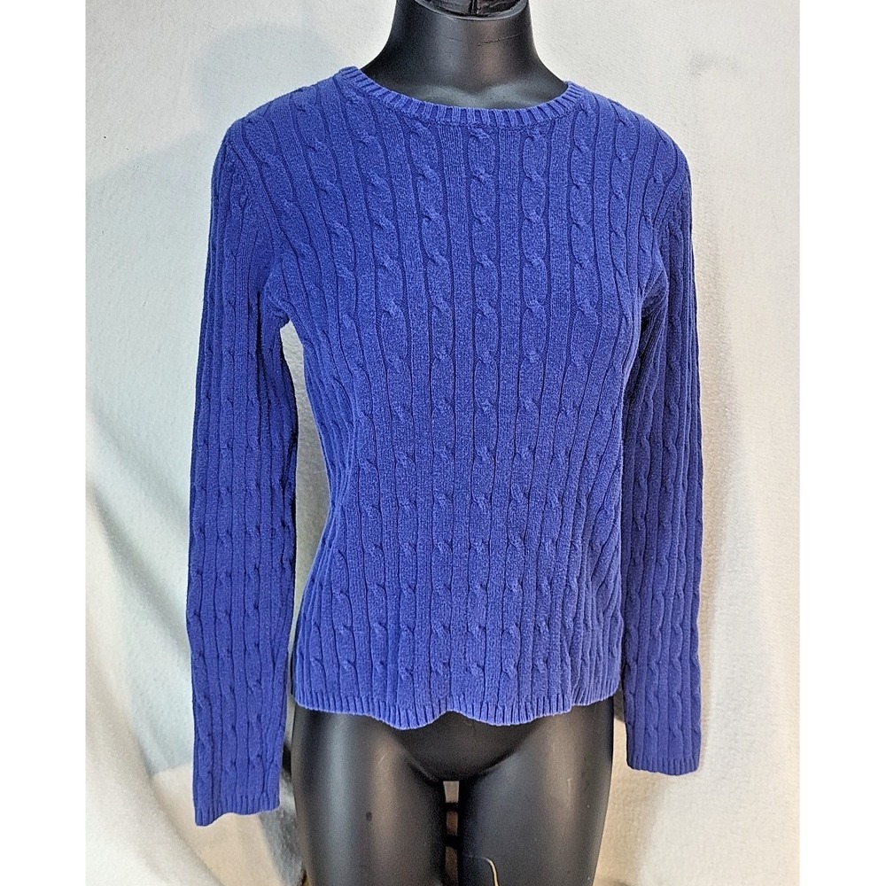 Vintage St. John's Bay Classic Cable Knit Sweater Women's Size Small‎ Blue Cozy